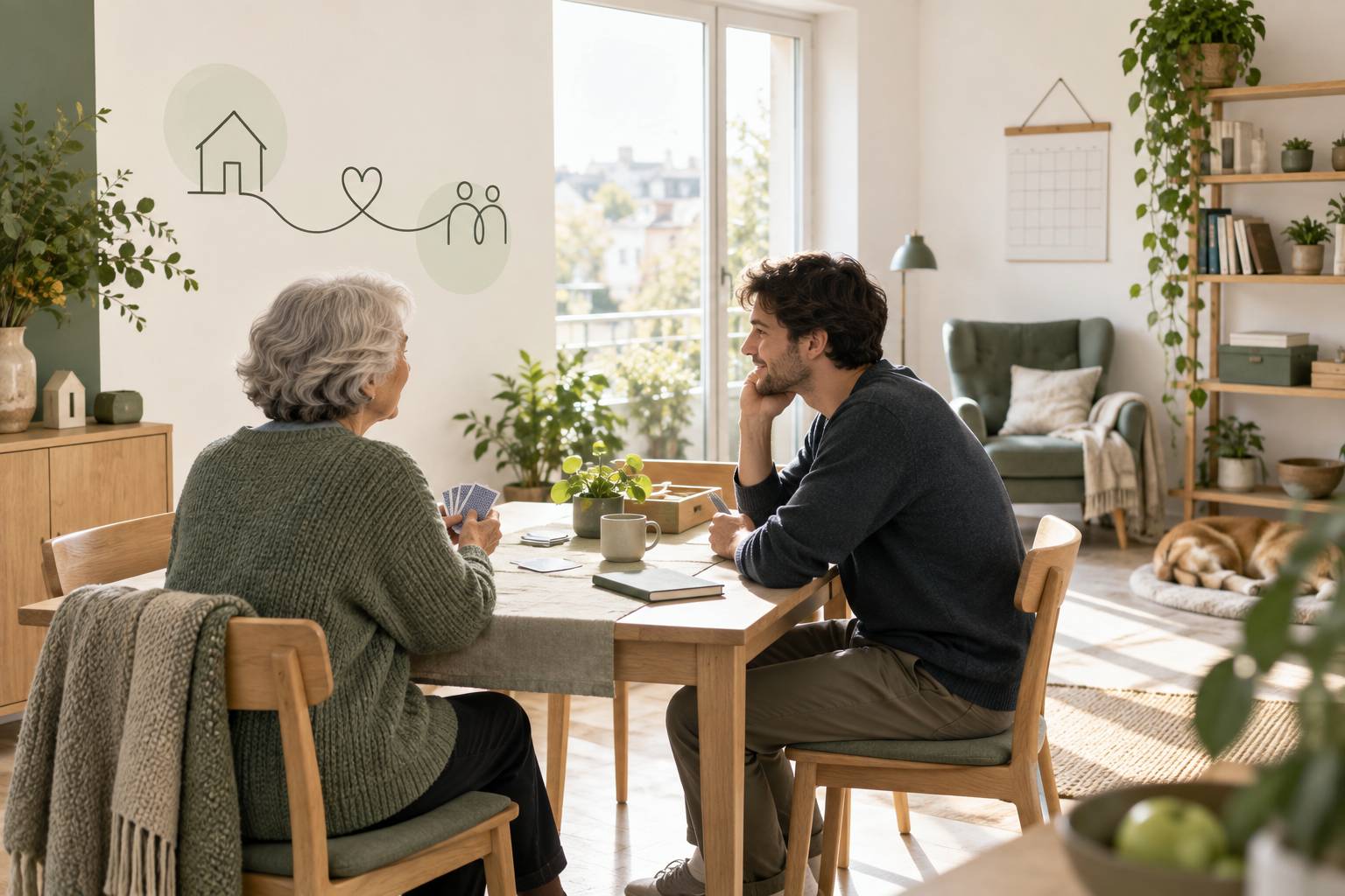 Illustration éditoriale du sujet : Jeunes et Seniors : Et si on partageait notre quotidien ?